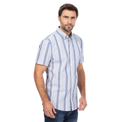 Blue stripe print short-sleeved shirt